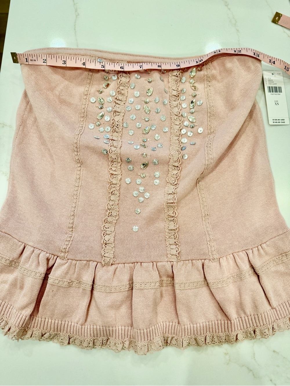 Anthropologie NWT Crystal Corset Tube Top - small or XS 2 left - Picture 6 of 9